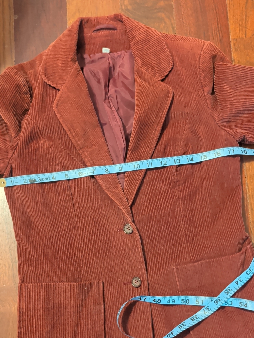 Mulberry Street Women's Corduroy Blazer Wine Hue Academia Preppy Vintage Boho - Picture 7 of 15